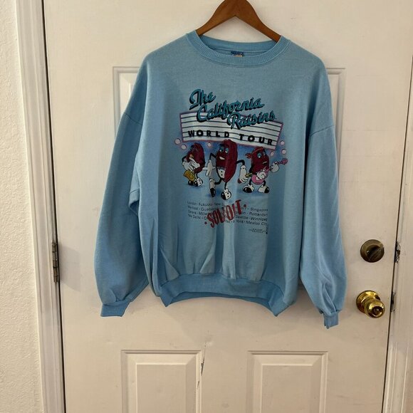 Vintage 1987 Y2K California Raisins Blue World Tour Over Sea's Sweatshirt Sz XL - Picture 2 of 13